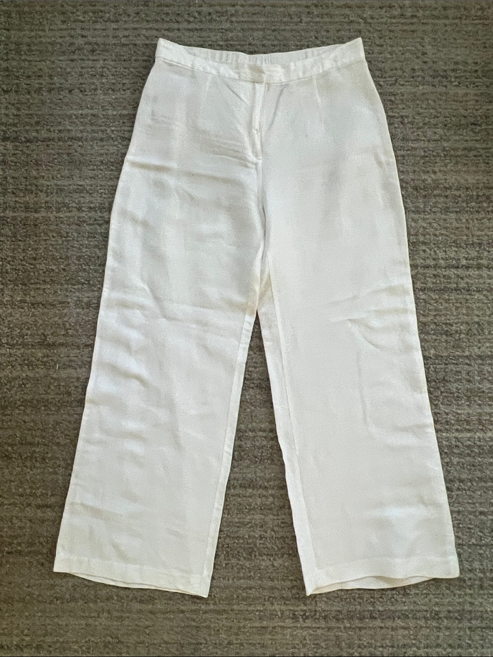 H&M White Wide-Leg Linen-Blend Pants